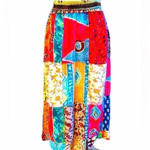 🦋Vintage Sacred Threads Rainbow Boho Hippie Patchwork Skirt
